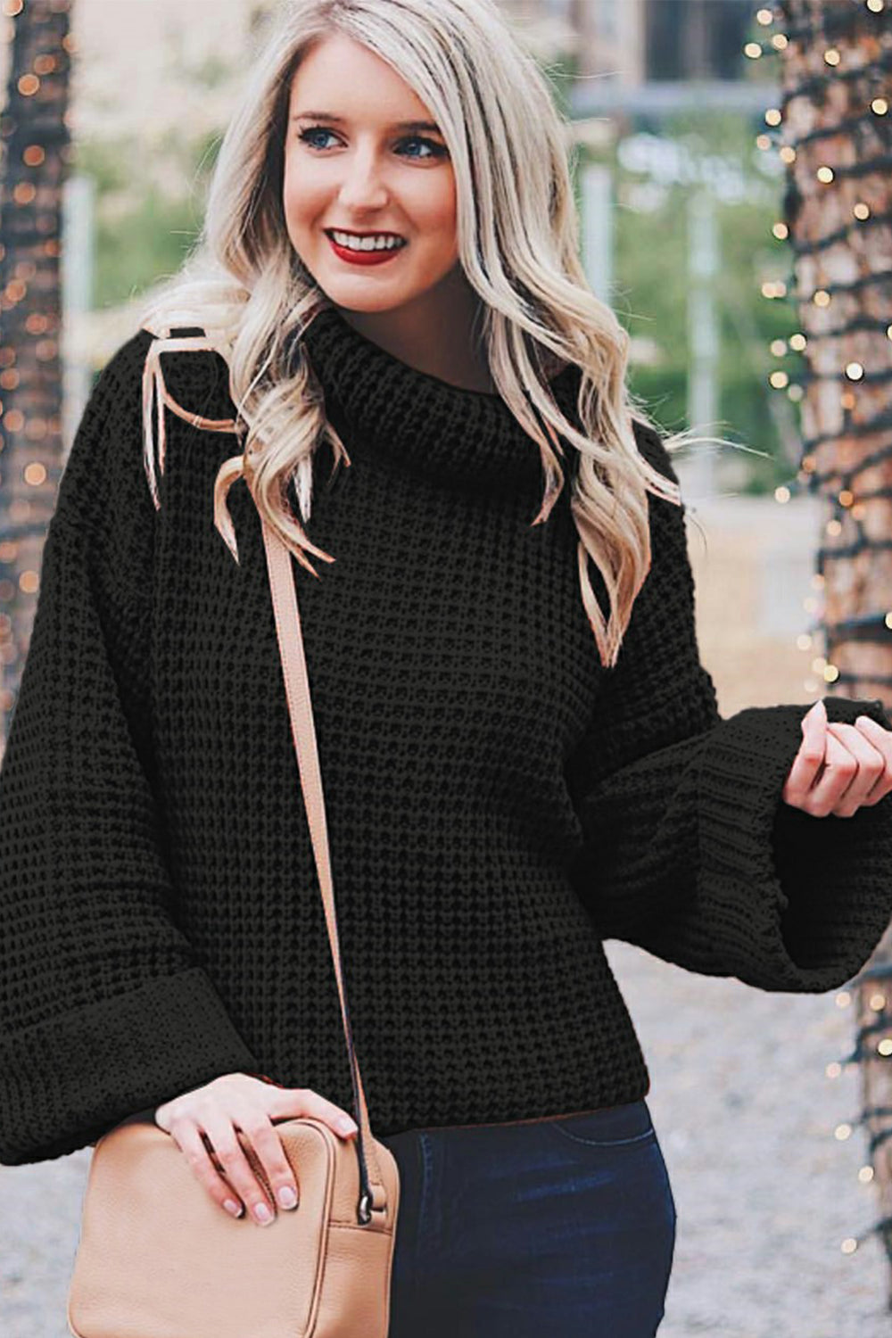 Loose Pure Color High Neck Sweater