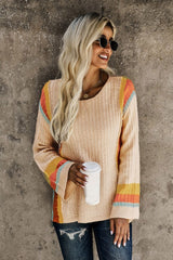 Flared Sleeve Round Neck Bottoming Pullover