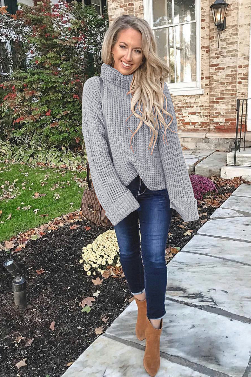 Loose Pure Color High Neck Sweater