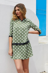Polka Dot Leather Panel Dress