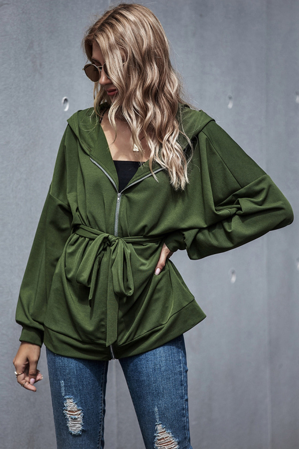 Loose High Waist Hooded Jacket