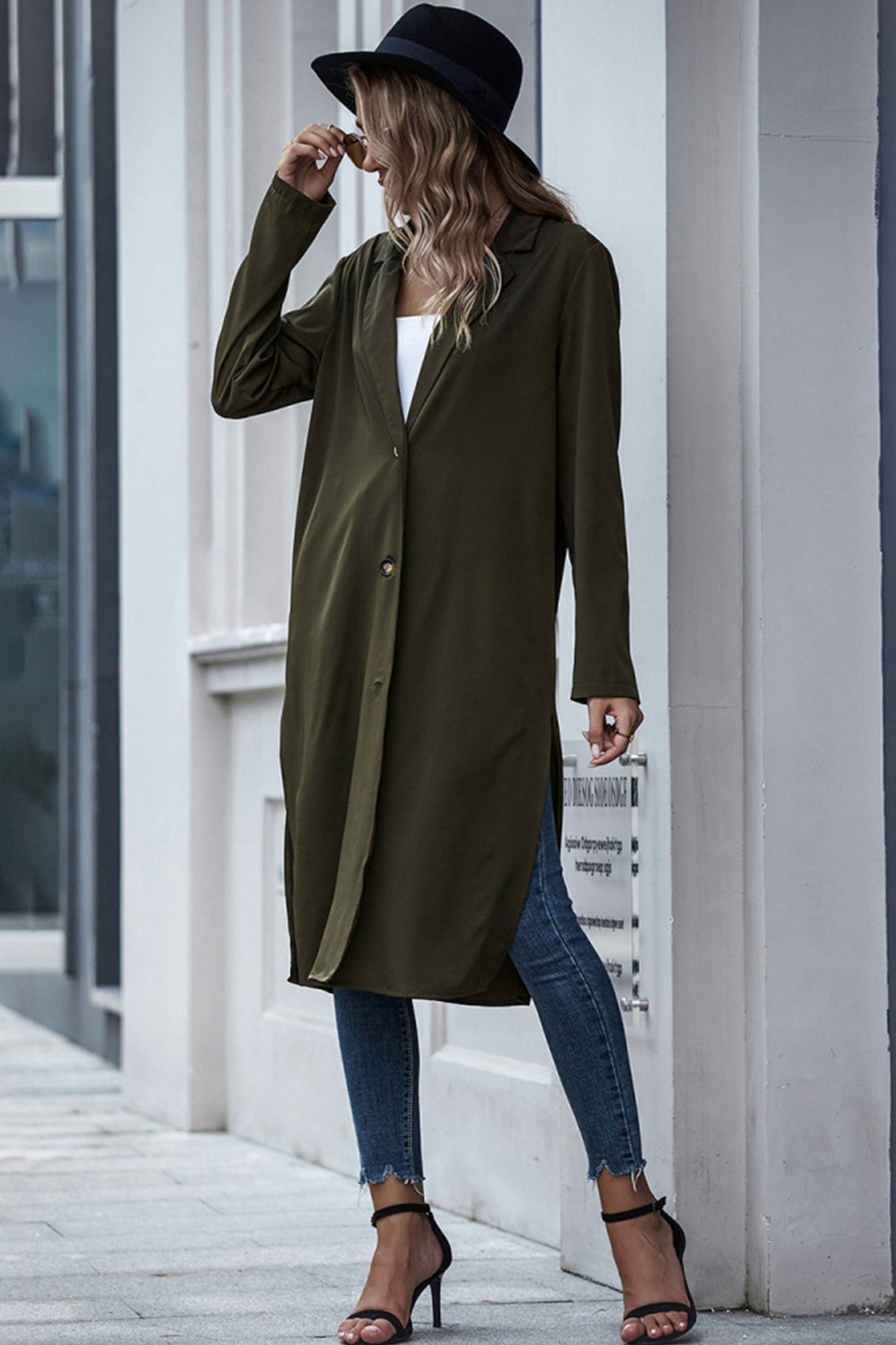 Long Single-Breasted Windbreaker