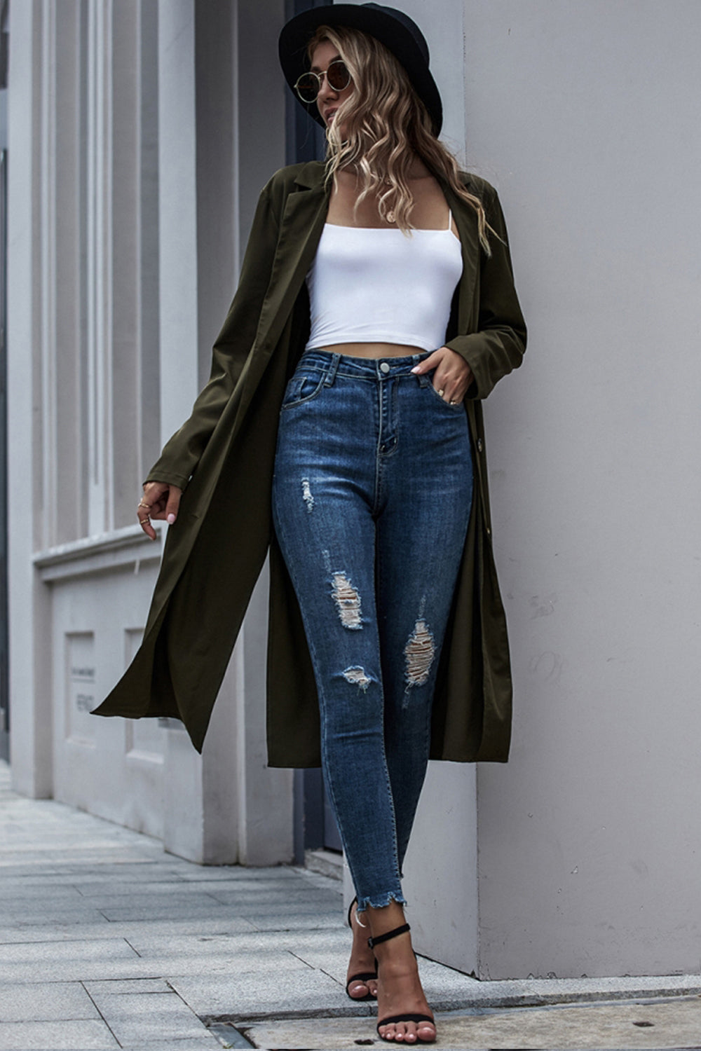 Long Single-Breasted Windbreaker