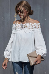 Lace Patchwork Off-Shoulder Blouse