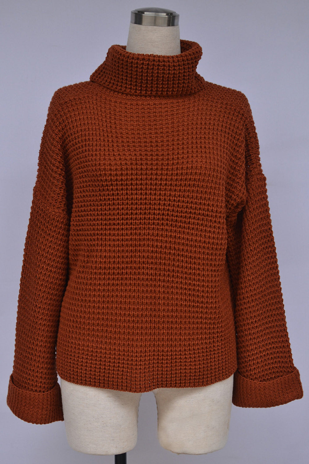 Loose Pure Color High Neck Sweater