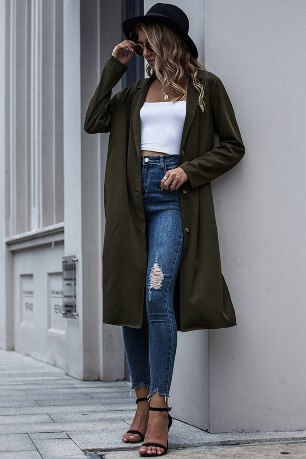 Long Single-Breasted Windbreaker