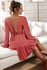 Backless Lace Stitching Dress