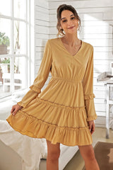 V-neck Solid Color Slim Dress