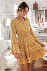 V-neck Solid Color Slim Dress