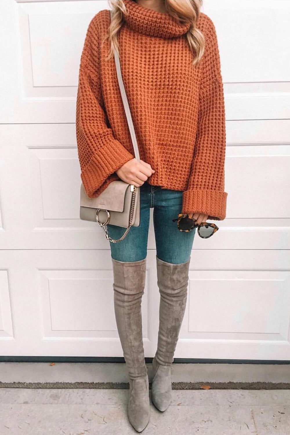 Loose Pure Color High Neck Sweater