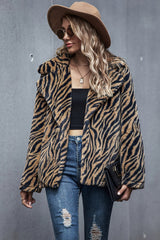 Tiger Print Lapel Coat