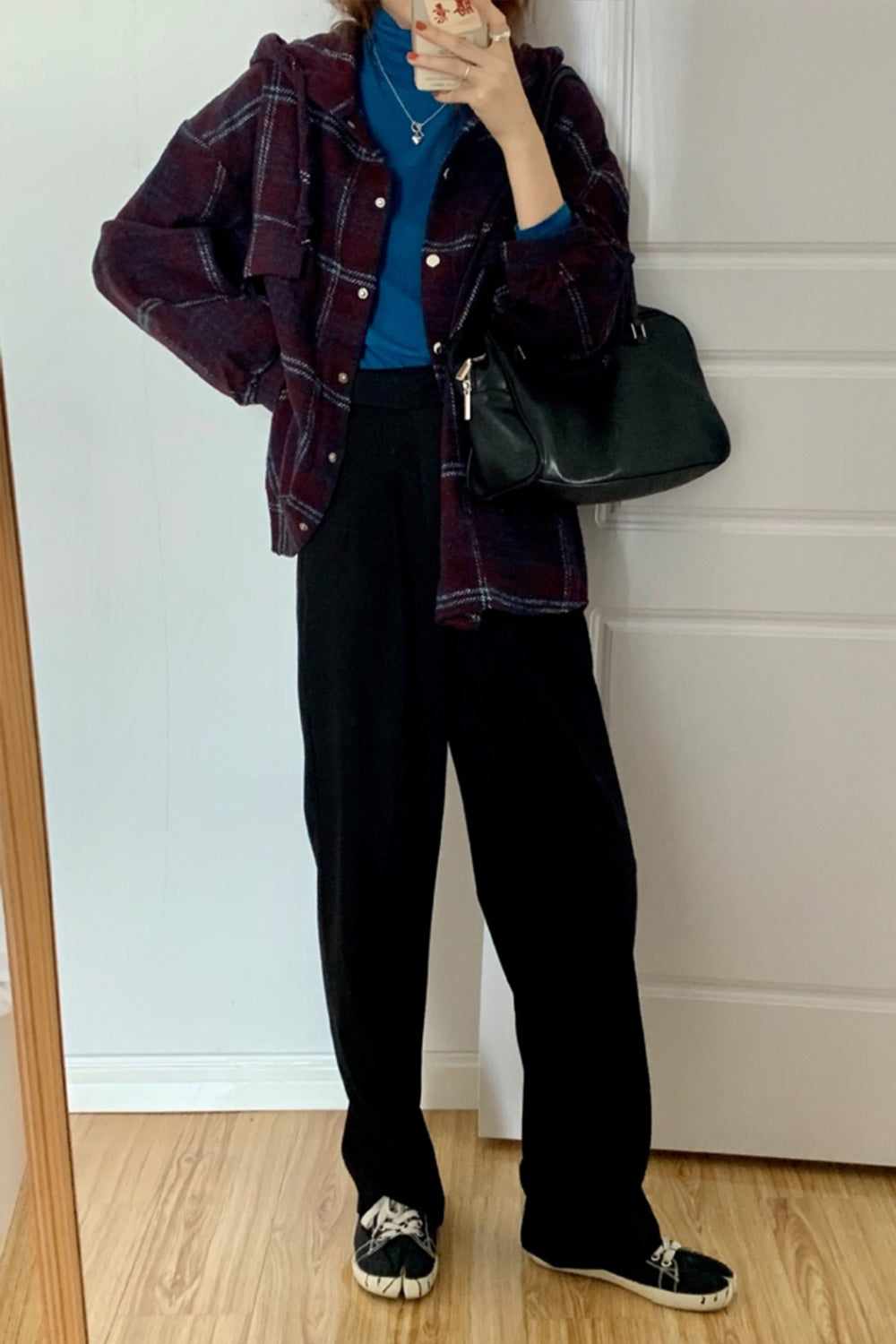 Retro Hooded Plaid Shirt