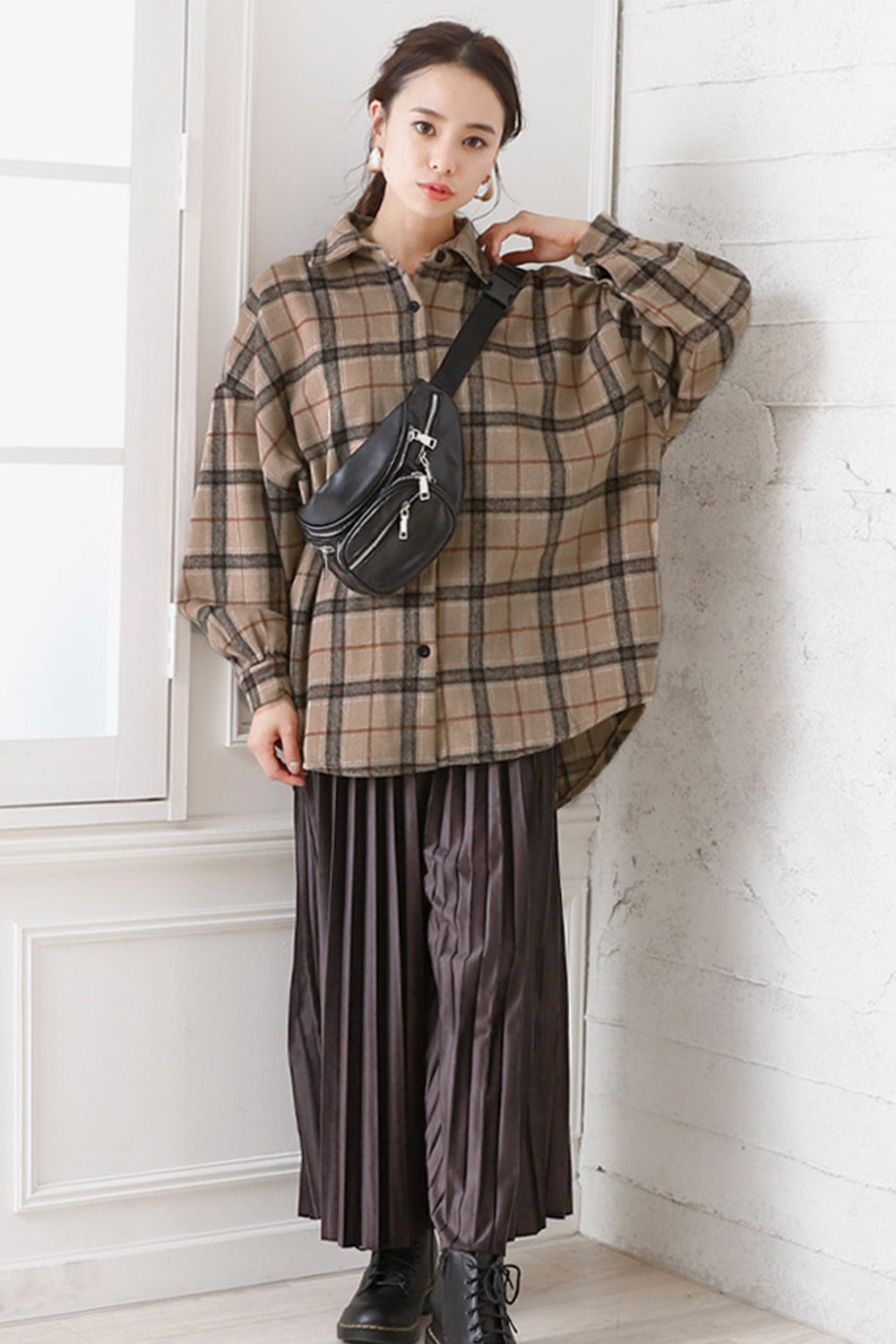 Single Breasted Tweed Plaid Flannel Shirt