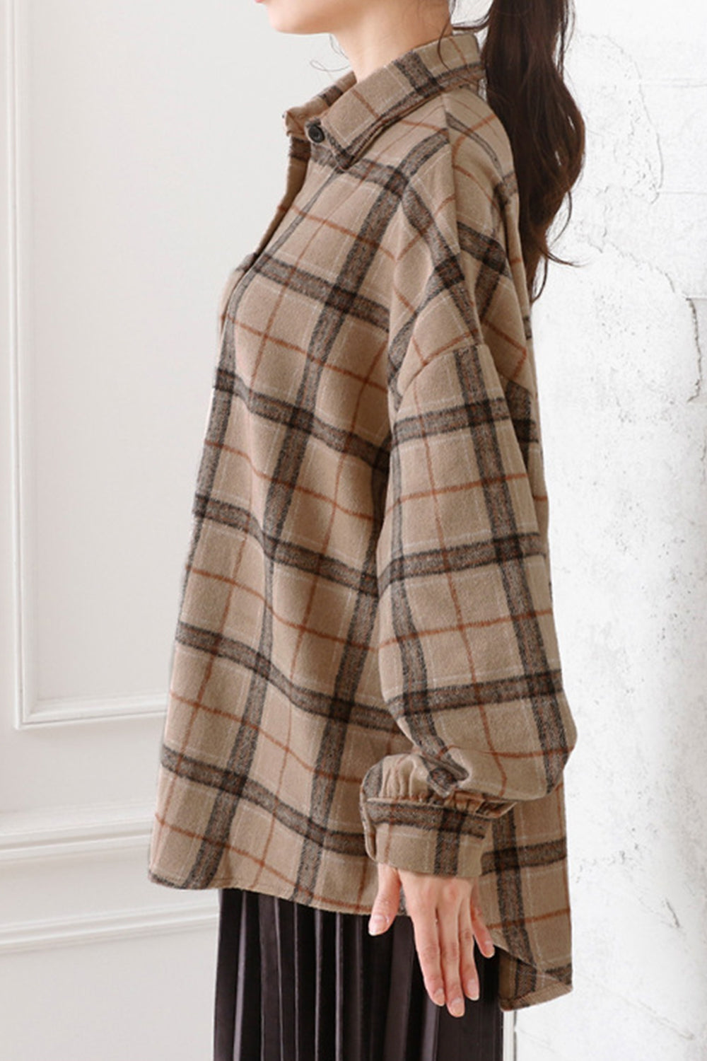 Single Breasted Tweed Plaid Flannel Shirt