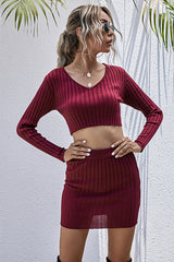 Two-piece Long-sleeved Solid Color Stitching Suit