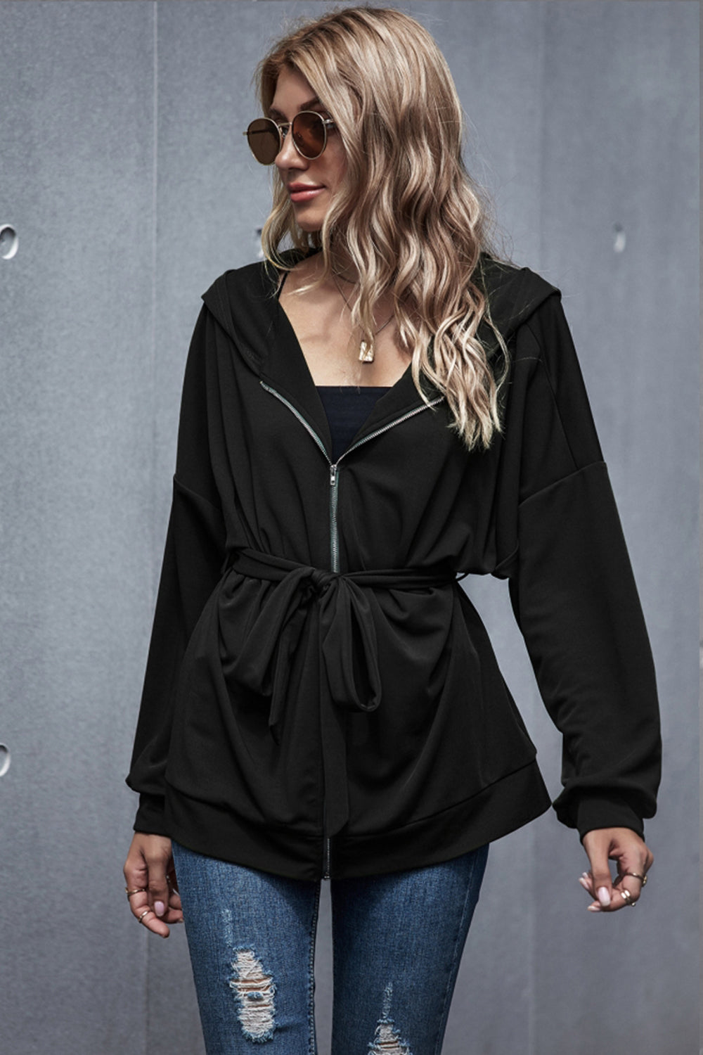 Loose High Waist Hooded Jacket