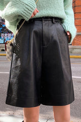 High Waist Leather Wide Leg Pants