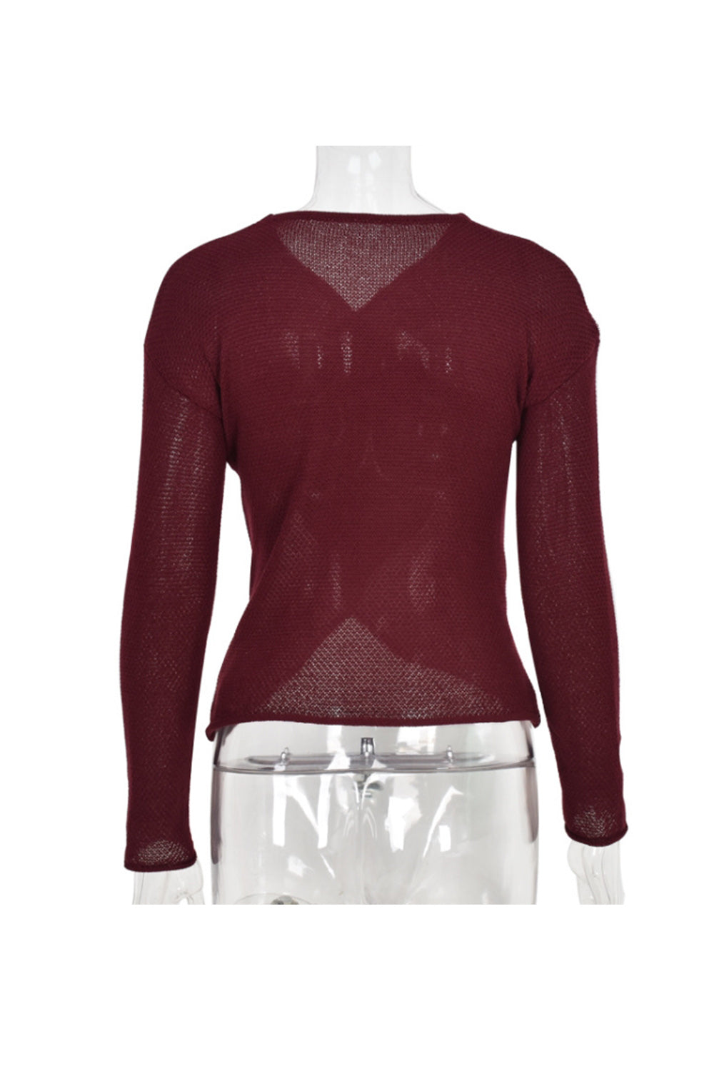 Front Cross Solid Color Long Sleeve Sweater