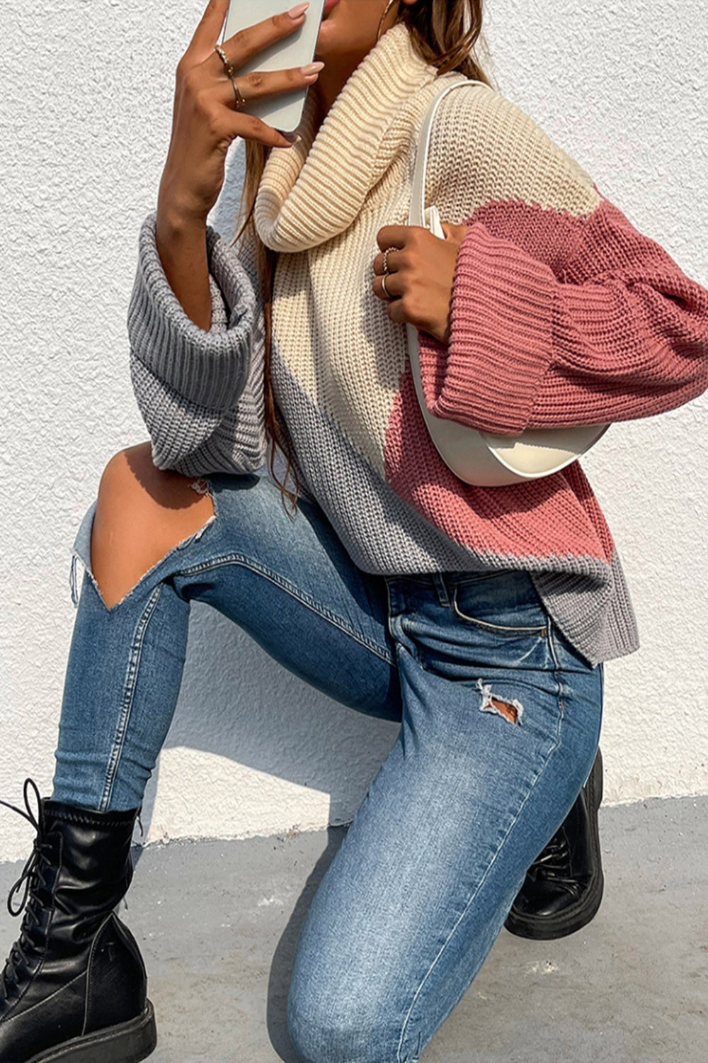 Contrast Lapel Pullover