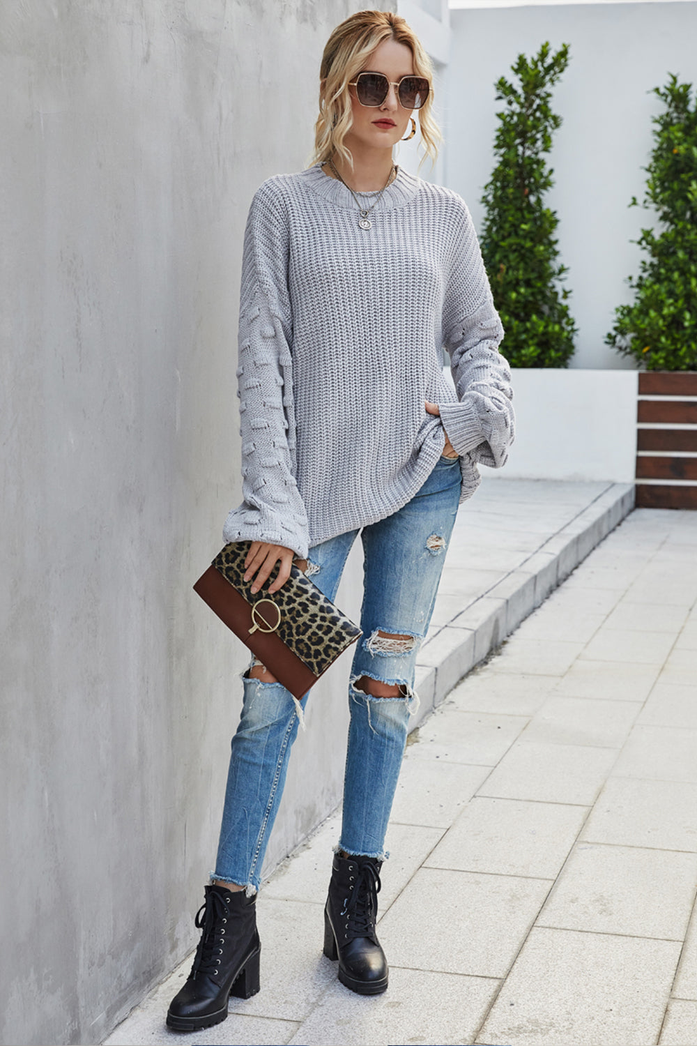 Large Size Loose Long-Sleeved Knitted Pullover