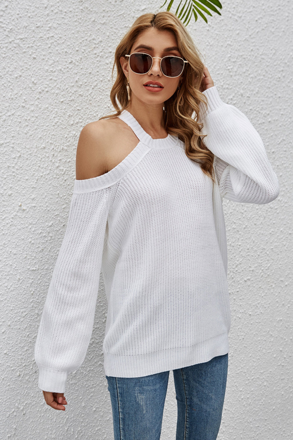 Off-Shoulder Knitted Sweater