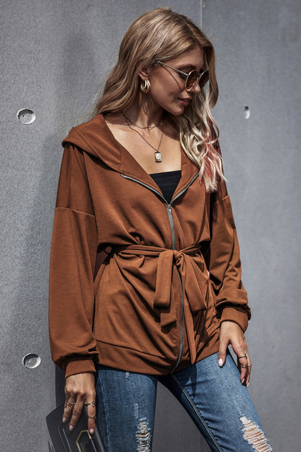 Loose High Waist Hooded Jacket