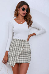 Plaid A-Line Irregular Skirt