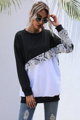 Slim Round Neck Stitching Long Sleeve Sweater