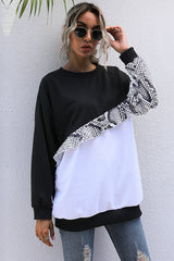 Slim Round Neck Stitching Long Sleeve Sweater