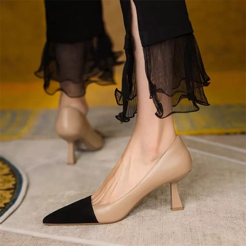 Mixed Colors Pointed Toe Basic Pumps
