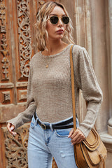 Round Neck Solid Color Long-sleeved Sweater