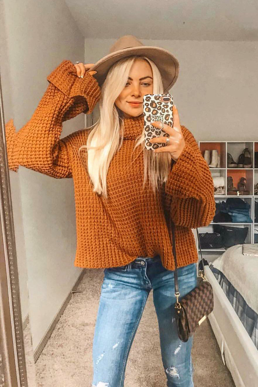 Loose Pure Color High Neck Sweater