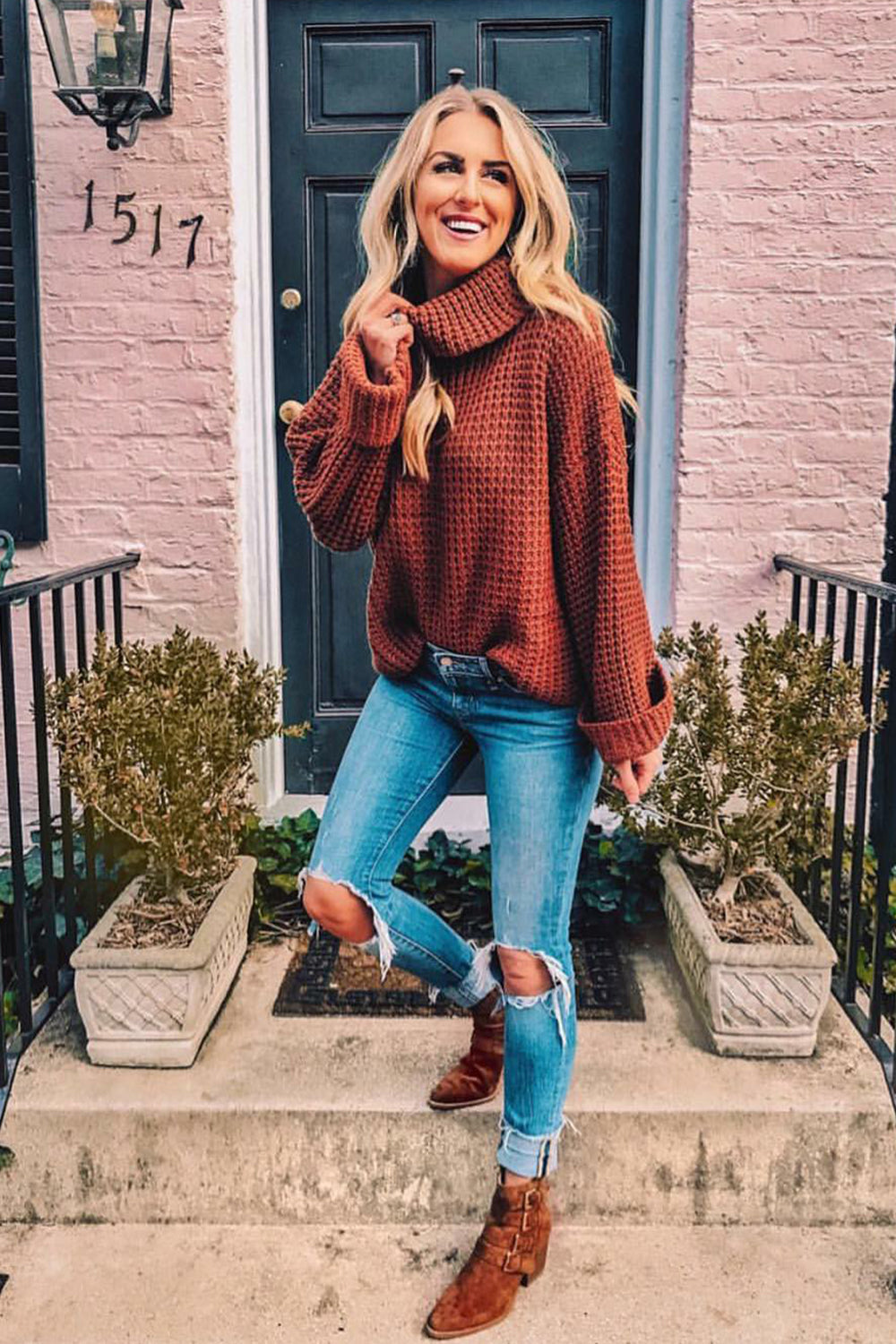 Loose Pure Color High Neck Sweater