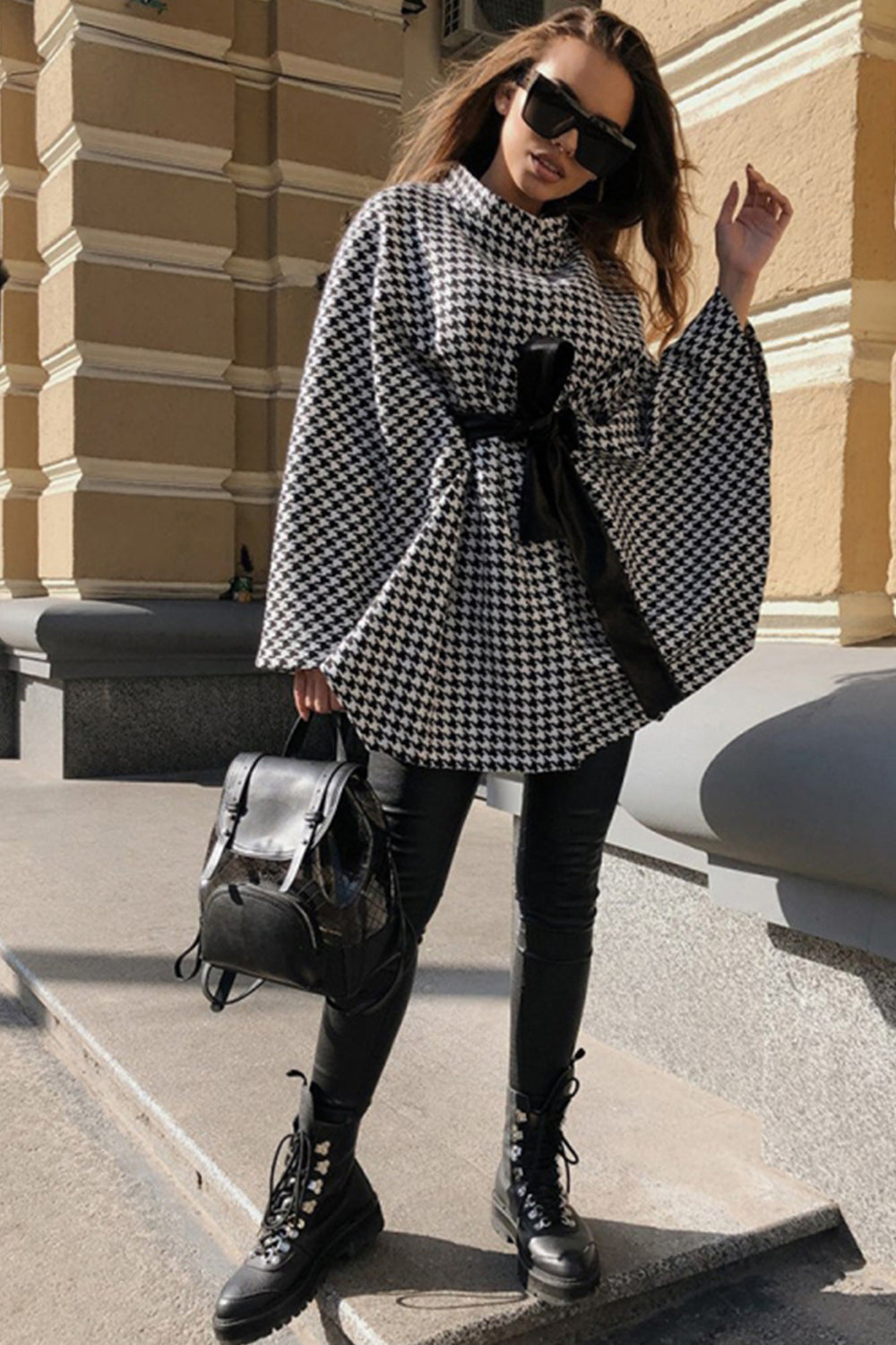 Chiffon Loose Lace Up Cape Top