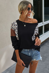 Patchwork Leopard Print Contrast T-shirt