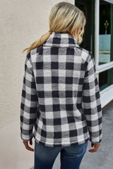 Plaid Diagonal Zipper Sweater