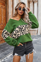 V-neck Leopard Sweater