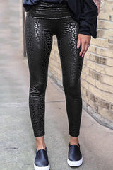 Animal Print Slim Leather Pants