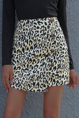 Leopard Print High Waist A-line Skirt