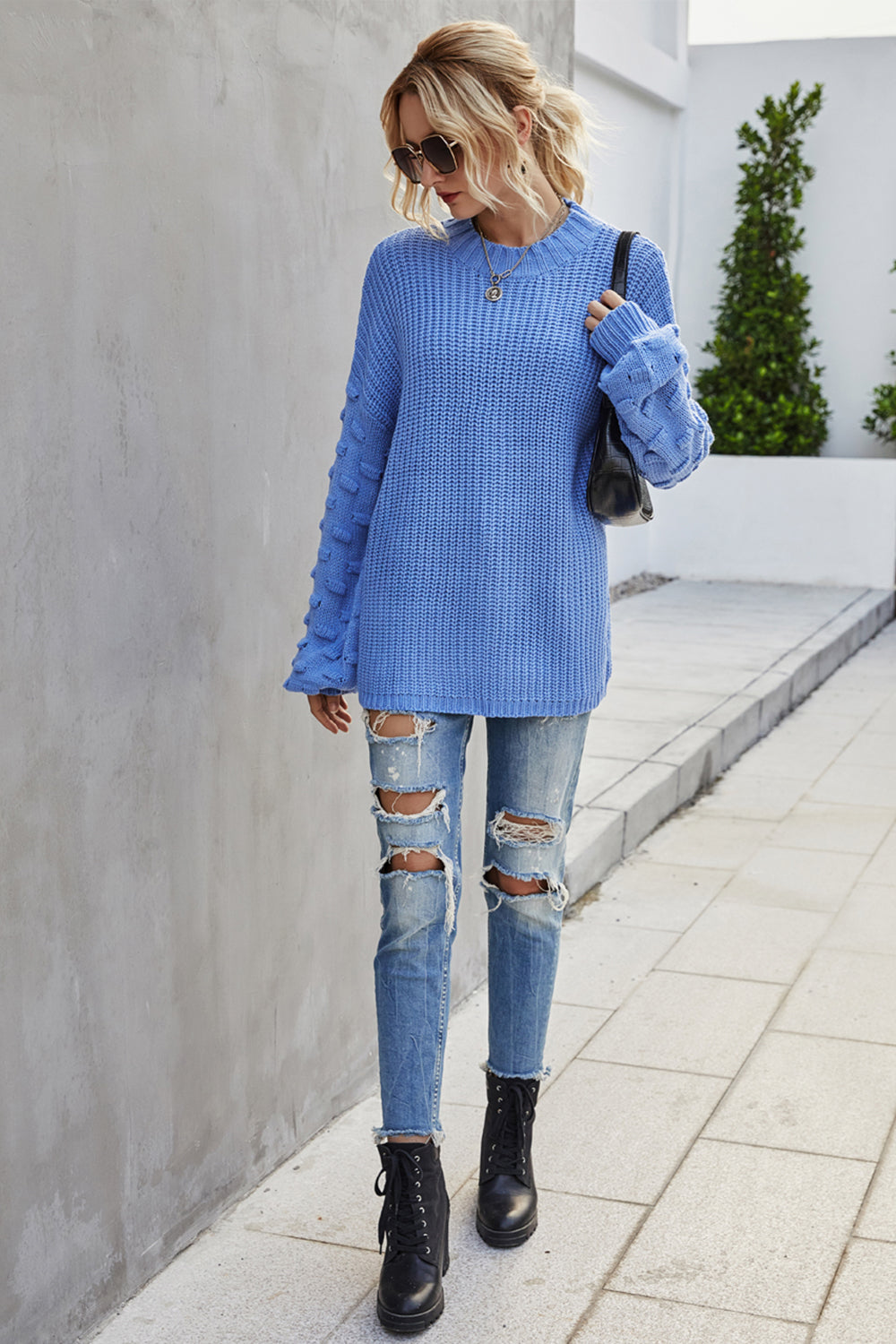 Large Size Loose Long-Sleeved Knitted Pullover