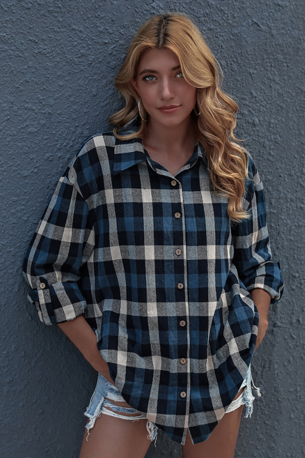 Long Sleeve Plaid Cardigan Shirt