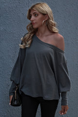 One-shoulder Loose Solid Color Sweater