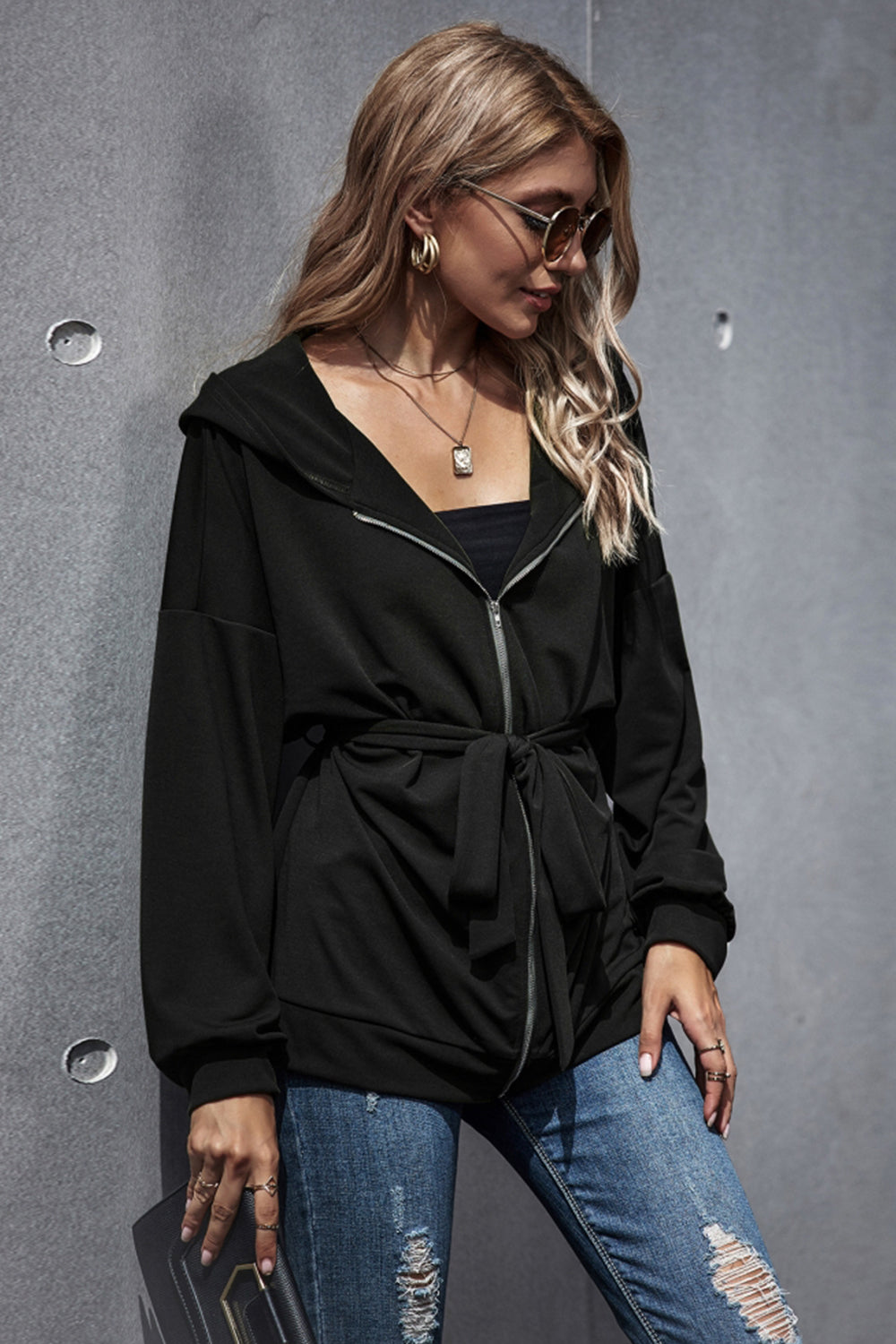 Loose High Waist Hooded Jacket