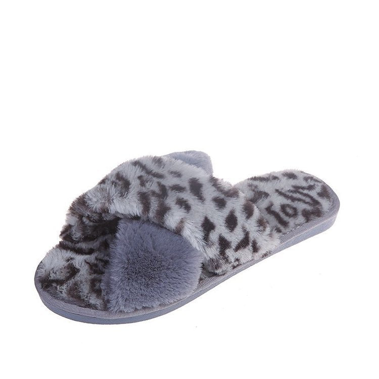 Faux Fur Leopard Furry Slippers