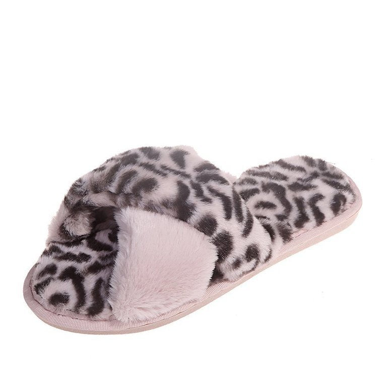 Faux Fur Leopard Furry Slippers