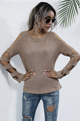 Round Neck Hollow Long-sleeved Sweater