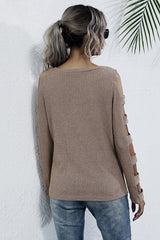 Round Neck Hollow Long-sleeved Sweater