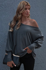 One-shoulder Loose Solid Color Sweater