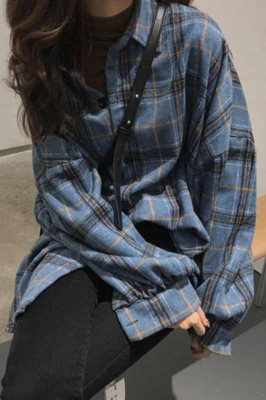Chic Flannel Frosted Plaid Shirt