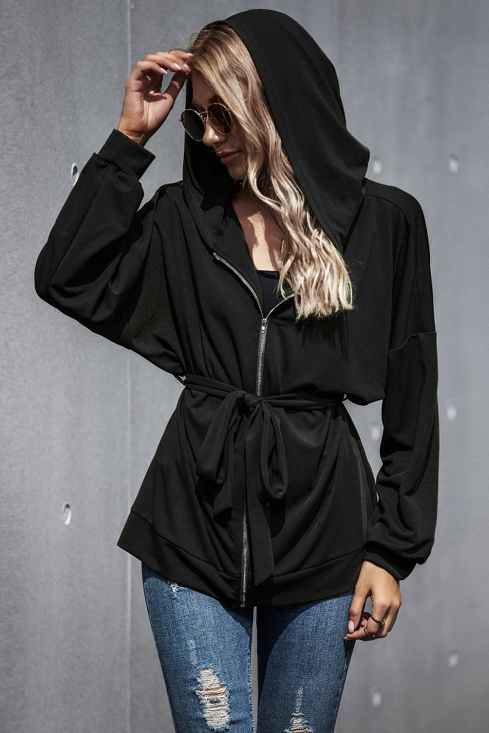 Loose High Waist Hooded Jacket